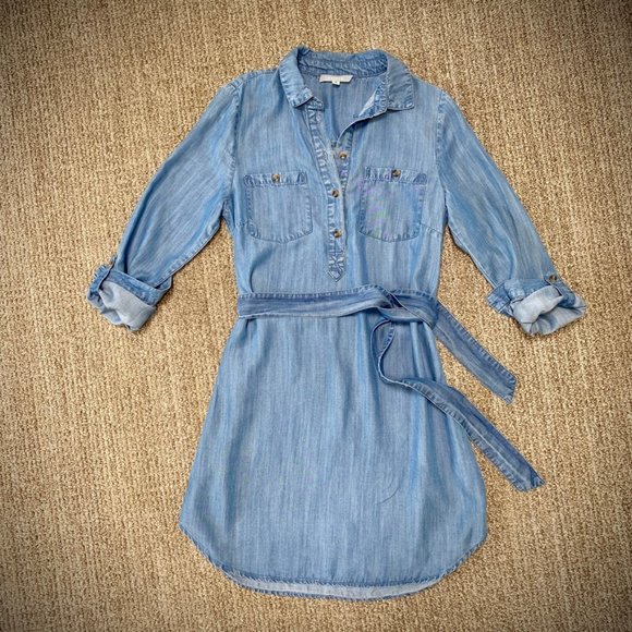 Hayden Chambray Denim Belted Shirt Dress - Picture 1 of 10